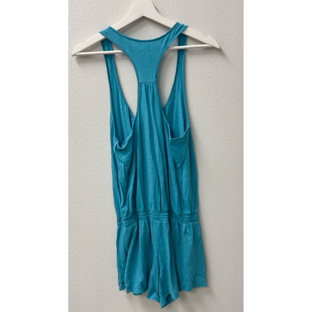 Victoria's Secret Romper M Teal Blue Henley Smocked Racerback Y2K Beach Summer - Picture 3 of 7